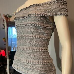 Max studio gray off the shoulder top